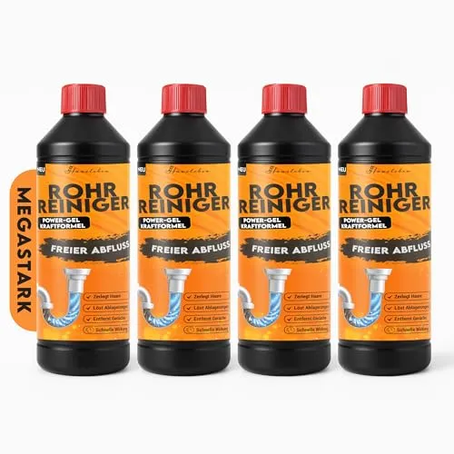 PREMIUM Ausgussbecken Abflussreiniger 1000ml EXTRA STARK Abflussfrei - Abflussreiniger Rohrfrei Rohrreiniger - Küche, Bad - Power gegen Verstopfung (4er Pack)