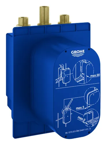 GROHE Eurosmart CT UP-Einbaukasten mit Mischung (36322001) - Zubehör & Accessoires für Wandeinbau, ideal für Selbstschluss-Fertigmontagesets mit umlaufendem Klebeflansch für optimale Feuchtraum-Abdichtung.