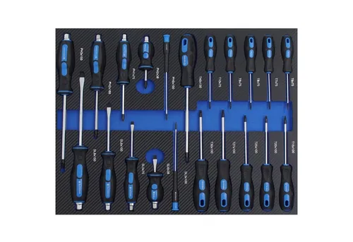 TRUTZHOLM Profi Werkstattwagen Einlagen Schraubendreher-Set - Werkzeug-Sets mit hochwertiger Schaumstoff Einlage (520x400mm) für optimale Ordnung und schnellen Zugriff auf Schraubendreher, Steckschlüssel und mehr – ideal für Profi-Handwerker.