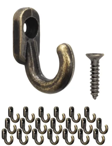 FUXXER® Mini Eisen-Haken Deko-Haken Bilder-Haken, Antik Design, bronze 20er Set