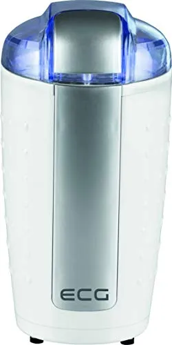 ECG KM 110 Elektrische Kaffeemühle, Geeignet zum Mahlen von Kaffeebohnen/Nüssen, Schneidemesser aus rostfreiem Stahl, Weiss-silber
