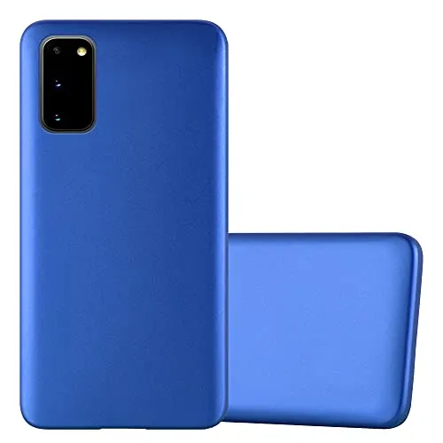 Cadorabo Hülle kompatibel mit Samsung Galaxy S20 Schutzhülle TPU Silikon Case Metallic Design Slim Kratzfest Weiche Gummi mit Rundumschutz Case Hülle für Galaxy S20 in Blau