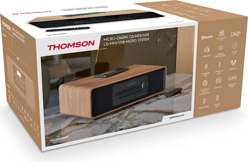 Thomson MIC300IDABBT MicroSystem 60W - Kompakt-Stereoanlage mit DAB+/UKW, Bluetooth, CD und USB für vielseitigen Musikgenuss, ideal für jeden Raum.
