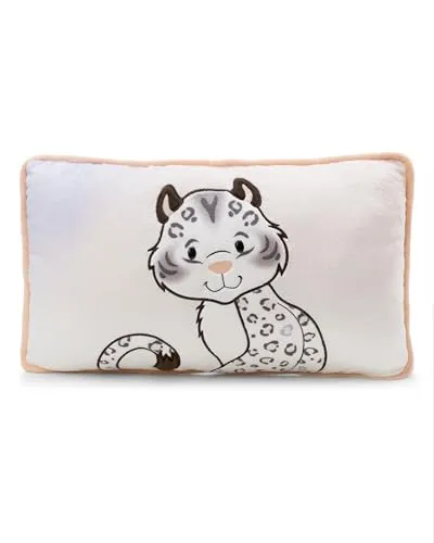 Nici Kissen Schneeleopard Eleni 43 x 25 cm - Kissen mit hochwertiger Schneeleopard-Applikation, aus 100% recyceltem Material, maschinenwaschbar und perfekt für Dekoration und Komfort in jedem Raum.