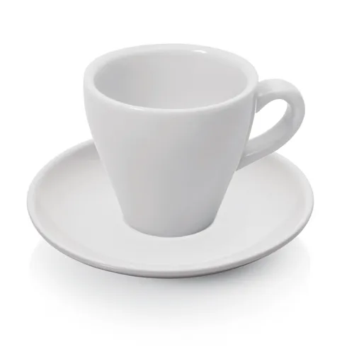 25x Espresso Tasse Obertasse + Untertasse Italia 90 ml weiß, Porzellan