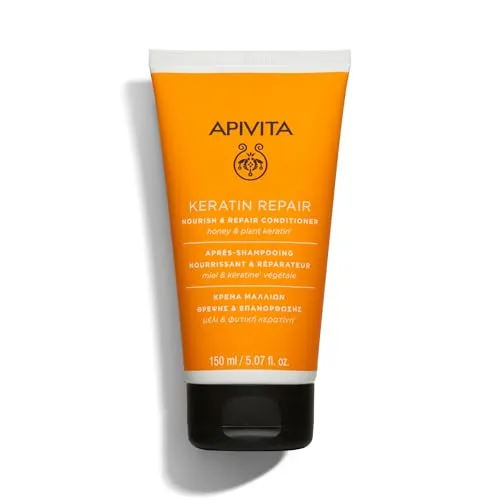 Apivita Keratin Repair Nährende und Reparierende Haarspülung für trockenes, strapaziertes Haar 150ml – Natürliches Intensiv-Pflege-Treatment mit Honig und Pflanzlicher Keratin