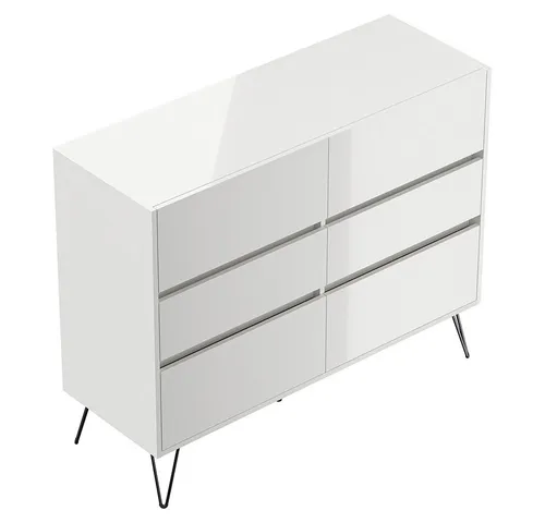 Lomadox Sideboard INDIANAPOLIS-02, 120cm breit, weiß Hochglanz