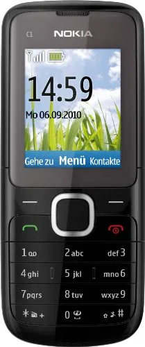 Nokia C1-01 Handy - Simlockfreies Handy mit 1,8 Zoll Display, integrierten UKW-Radio und Musik-Player für unterwegs. Genießen Sie Ihre Lieblingsmusik mit Bluetooth oder über die Stereo-Lautsprecher.