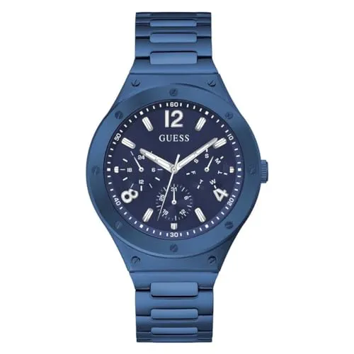 GUESS Herren Analog Japanisches Quarzwerk Uhr mit Edelstahl Armband GW0454G4