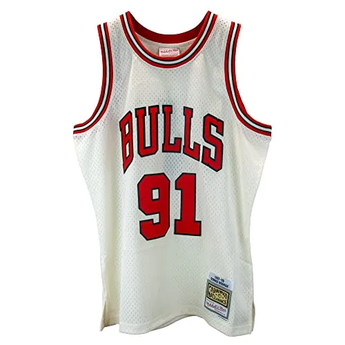 Mitchell & Ness NBA Off White Team Color Swingman Jersey - Chicago Bulls Dennis Rodman, M - Basketball-Spieltrikots für Herren, hochwertig verarbeitet mit Twill-Applikation, ideal für Fans und Sammler.
