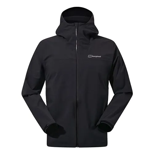 Berghaus M Arnaby Hooded Jacket Blk/Blk - Outdoor Freizeitjacke für Herren, superleicht, wasserdicht und mit maximaler Bewegungsfreiheit dank Hydroshell-Stoff. Kompakt verstaubar für unterwegs!