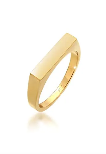 Elli Damen Siegelring Eckig Geo Design aus 925 Sterling Silber - Eleganter Damenring aus hochwertigem 925 Sterling Silber, handgefertigt und anlaufgeschützt – perfekt als stilvolles Geschenk für besondere Anlässe!