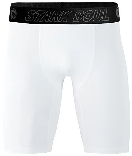 STARK SOUL® Compression Short - Kompressionshose kurz, Herren Sport Shorts |Farbe: Weiss | Grösse: L