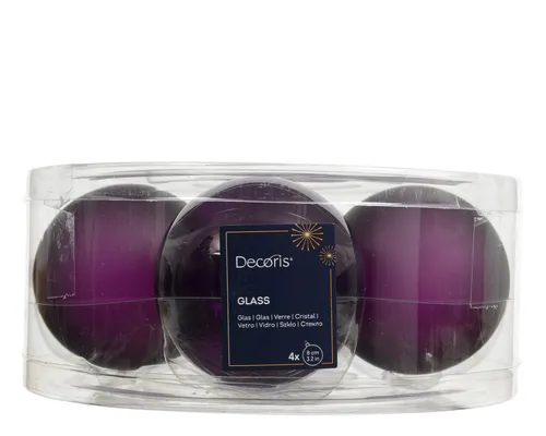 Kaemingk Weihnachtsbaumkugel, Weihnachtskugeln Glas 8cm 4 Stück - Feige transparent