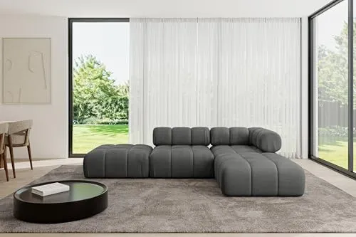 ALTDECOR Modulares Ecksofa Kerru-L1 - Dunkelgrau - Modulares L-förmiges Sofa für optimale Raumnutzung, mit hochwertiger Polsterung für langanhaltenden Komfort – ideal für Wohnzimmer und Büros.