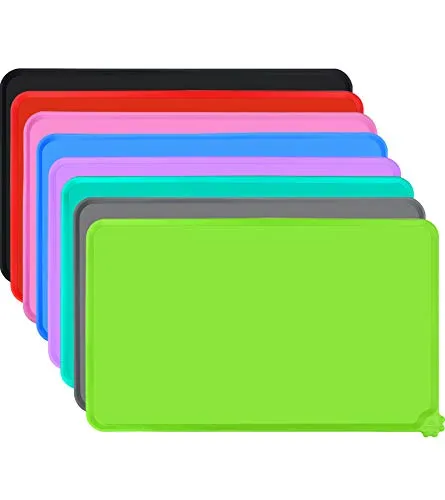 Joytale Silikon-Futtermatte für Hunde, rutschfeste wasserdichte Futtermatte mit erhöhtem Rand für Hunde und Katzen,47 x 30cm,Grün