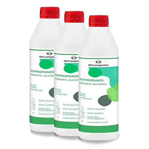 DD Composite - ISOPROPANOL 99,8% 3x 1Liter Reinigungsmittel Lösemittel Entfetter Fleckenentferner Reiniger 3D-Druck Kleberestentferner