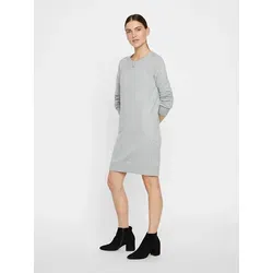 VERO MODA Damen Kleid 10215523 Light Grey Melange M - Freizeitkleid für Damen mit gerippten Ärmelbündchen, locker geschnitten und ideal für entspannte Tage in stylischem Design.