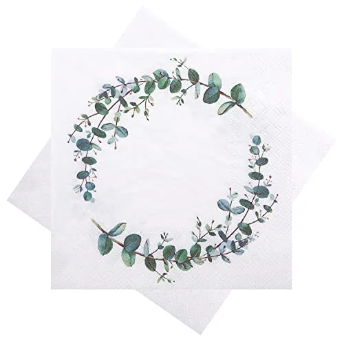 ZauberDeko Servietten Blätterkranz Salbei Eukalyptus Hochzeit Geburtstag 20Stück