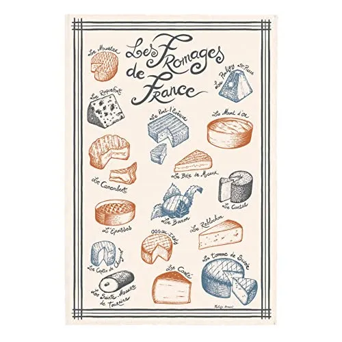 Bedrucktes Geschirrtuch Fromages de France Écru 48 X 72 ekrü 48 x 72 cm Winkler