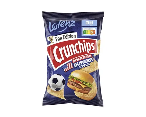 LORENZ Knabberei, Lorenz Crunchips Fan Edition American Burger Style Packung 130g