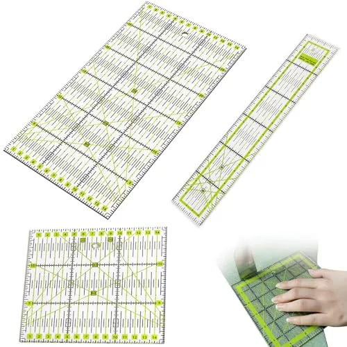 Patchwork Lineal Quilten Lineal, 3 Stück Nählineal Set Schneiderlineal Quiltlineal Nähen mit Winkelanzeigen Schneider Lineals Patchworklineal zum Nähen Stoffhandwerk Basteln