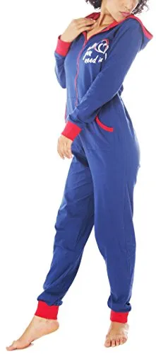 Consult-Tex Damen Jumpsuit Schlaf-Overall mit Kapuze DW800 - Jumpsuit für Damen, ideal für entspannte Momente. Mit Kapuze und Reißverschluss für Komfort und Stil, aus 100% Baumwolle-Jersey für atmungsaktive, hautfreundliche Weichheit.