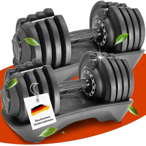 Verstellbare Kurzhantel Set 2x18kg | 12kg |18kg | 24kg | 40kg | 12 Gewichtseinstellungen | Hantelset 2x18kg | Verstellbare Kurzhantel | einstellbar und platzsparend [FIX LOCK] Hantel
