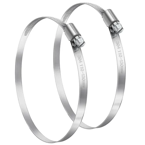 Bolatus Schlauchschellen 110-130mm, 2 Stück 304 Edelstahl Einstellbare Schlauchklemmen Schlauchbinder, Schlauchschelle Rostfrei für Benzinschlauch, Dieselleitung, Wasser Rohr, Haus Gasrohr