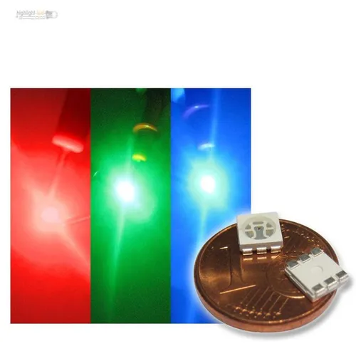 20x RGB SMD LEDs 5050 3-Chip PLCC6, rot grün blau, HIGHPOWER SMDs Fullcolor LED