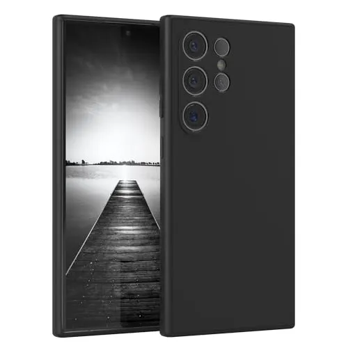 EAZY CASE - Silikonhülle für Galaxy S24 Ultra Hülle Silikon Case Schwarz weich stoßfeste Handyhülle Schutzhülle mit Kameraschutz Dünn Premium Schutz Cover TPU Phone Bumper in Mattschwarz