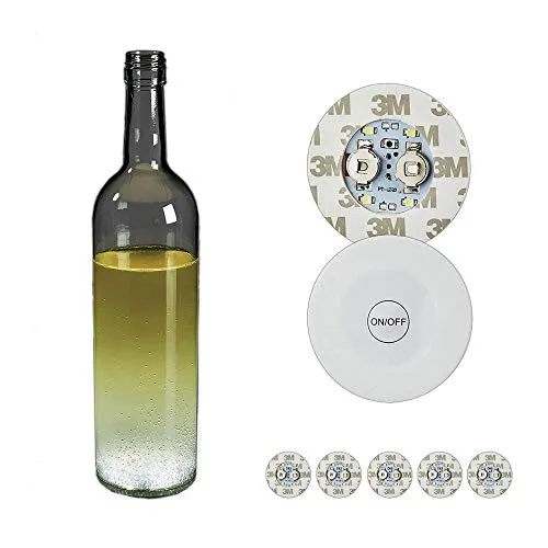 Cepewa 6er Set LED Aufkleber Selbstklebende Lichtaufkleber 4 x SMD LEDs inkl. Batterien