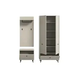 xonox 3-tlg. Garderobenkombination Notes - Wandgarderobe für Erwachsene, 2 Haken, modernes Design in Beige, pflegeleicht und praktisch für jeden Eingangsbereich.