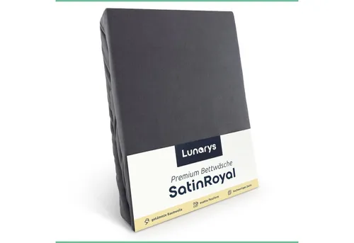 Lunarys Bettwäsche SatinRoyal, Luxus Satin Bettwäsche - 160 g/m² - Anthrazit - 155x200 cm - 2-teilig