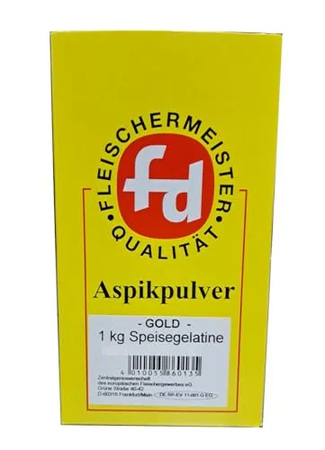 Aspikpulver 1kg - Hochwertige Speisegelatine - Stärke & Bindemittel, ideal für Gelees, Sülzen und Diätgerichte mit hohem Kollagengehalt für zusätzliche Vorteile für die Haut.
