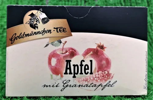Goldmännchen Tee APFEL mit Granatapfel - Früchtetee - Früchtetee mit dem fruchtigen Geschmack von Apfel und Granatapfel, einzeln versiegelt für frische Aromen, ideal für Teeliebhaber.