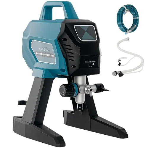 Farbsprühsystem 700 W mit drehbarer Düse - Effizientes Airless Farbspritzgerät mit 700 W Leistung und 200 bar Druck. Ideal für präzises Lackieren von Wänden, inklusive 7,5 m Schlauch und 2 Jahre Herstellergarantie.