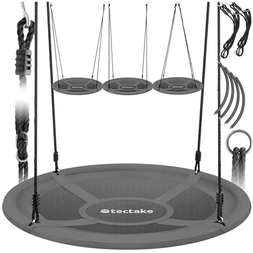 tectake Nestschaukel Swayer - höhenverstellbar und belastbar bis 300 kg - Schaukeln - Ideal für Kinder ab 3 Jahren, bietet eine hohe Belastbarkeit von 300 kg und wird mit Montagematerial und Anleitung geliefert.