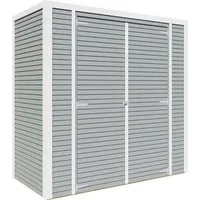 Gartenhaus Bertilo Cubico 1 Fineline 208 x 111 cm - Modernes Gartenhaus mit Flachdach, aus hochwertigem Holz in elegantem Hellgrau – ideal für die Aufbewahrung von Gartenutensilien und als gemütlicher Rückzugsort.