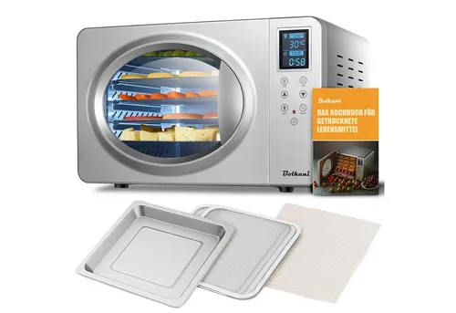 Bolkani Dörrautomat 500 W, 6 Etagen, Edelstahlgehäuse, 6 Tabletts, 500W, LED-Display, 30–90°C, 24h Timer