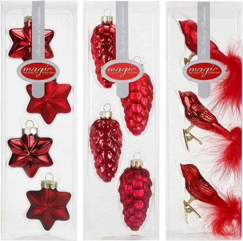 Inge-Glas Magic Formenset 11-teilig Traditional Glas-Baumschmuck Ruby Red