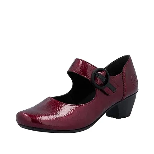 RIEKER Spangenpumps mit Trichterabsatz - Elegante Spangenpumps aus Lacklederimitat, mit weicher Innensohle für hohen Tragekomfort, ideal für festliche Anlässe.