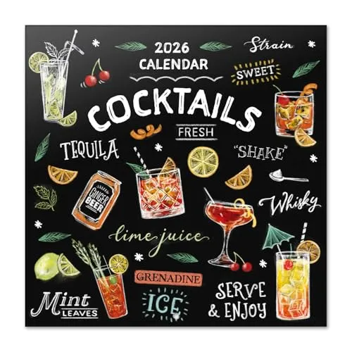 Grupo Erik Kalender 2026 Wandkalender Cocktails Kalender 2026 Familienplaner 30 x 30 cm 12 Monate + Letzten 4 Monate 2025 auf einer Seite - Offizieller Fanartikel Merch