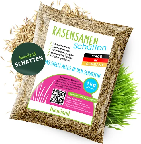 halmland Premium Schattenrasen Rasensamen schnellkeimend 1 kg = 40m² | dürreresistent, robust, tiefgrün