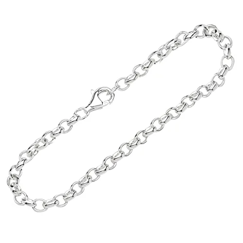 NKlaus 925 Sterling Silber Damen Armband 19cm - Oval Erbskette - Elegantes Damenarmband aus 925 Sterling Silber mit ovaler Erbskette, perfekt für Handgelenke bis 17,5cm. Leicht und stilvoll, ideal für jeden Anlass.