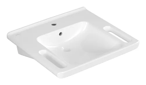 Villeroy & Boch ViCare Waschbecken 60 x 55 cm - Badkeramik in elegantem Weiß alpin, ausgestattet mit 1 Hahnloch und Überlauf für optimale Funktionalität.