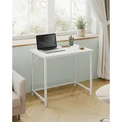 VASAGLE Schreibtisch Computertisch, 80-160 cm, moderner Stil in Weiß - Kinderschreibtisch mit robustem Stahlgestell und eleganter Holzspanplatte, ideal für stilvolle und funktionale Kinderzimmergestaltung.