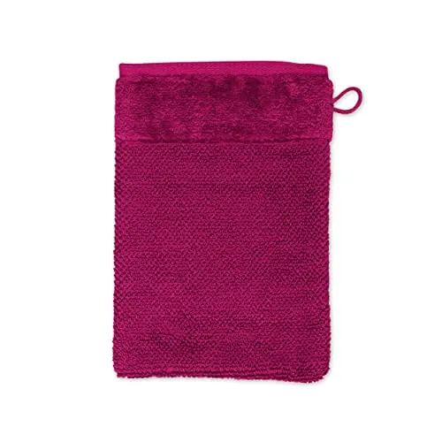 möve Bamboo Luxe Waschhandschuh 15 x 20 cm aus 60% Baumwolle / 40% Viskose aus Bambus-Zellstoff, berry