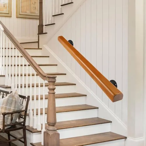 110cm Holzhandläufe für Innentreppen, Wandmontierte Treppengeländer von 400 lbs,Modernes Treppenhandlauf, Rutschfeste Haltegriffe zur Sicherheit für Zuhause Flure Lofts und Terrassenbeläge