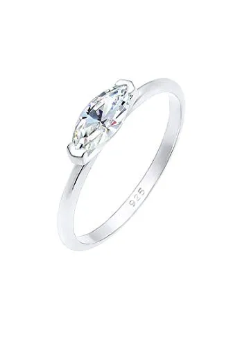 Elli Ring Damen Marquise mit Kristallen in 925 Sterling Silber - Eleganter Vintage-Ring aus 925 Sterling Silber, besetzt mit funkelnden Kristallen. Handgefertigt und anlaufgeschützt, ideal als Geschenk für besondere Anlässe.